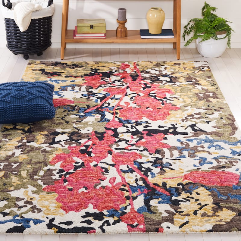 SAFAVIEH Handmade Blossom Florinela French Country Floral Wool Rug - 8' x 10' - Green/Ivory