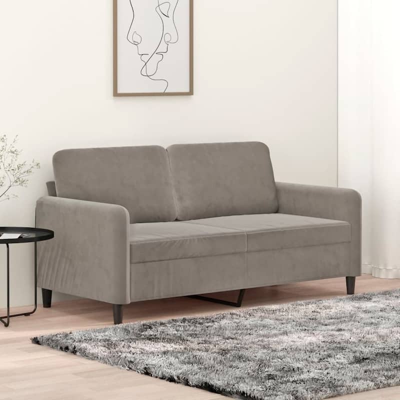 vidaXL Sofa Chair Living Room Accent Upholstered Chair with Armrest Velvet - 62.2" x 30.3" x 31.5" - Light gray