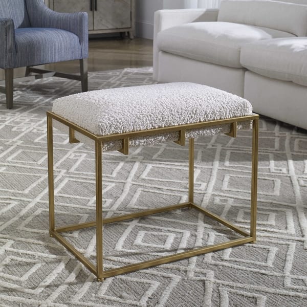 slide 2 of 6, Uttermost Paradox 24" Wide Gold Contemporary Seat Bench with Faux Gold Leaf / White
