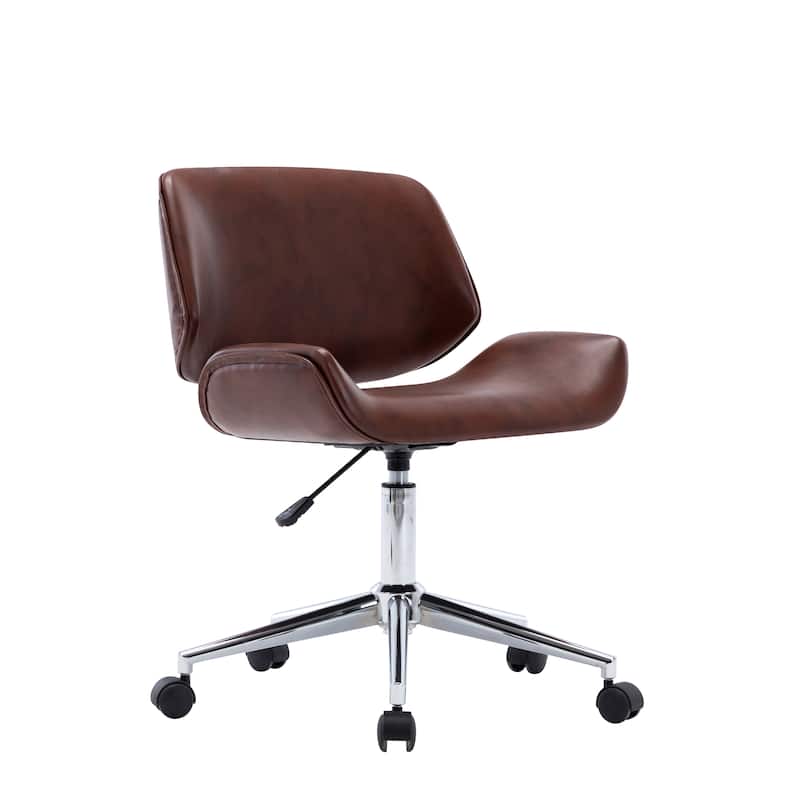 Porthos Home Orli Faux Leather or Fabric Mid-Century Office Chair - Brown - PU