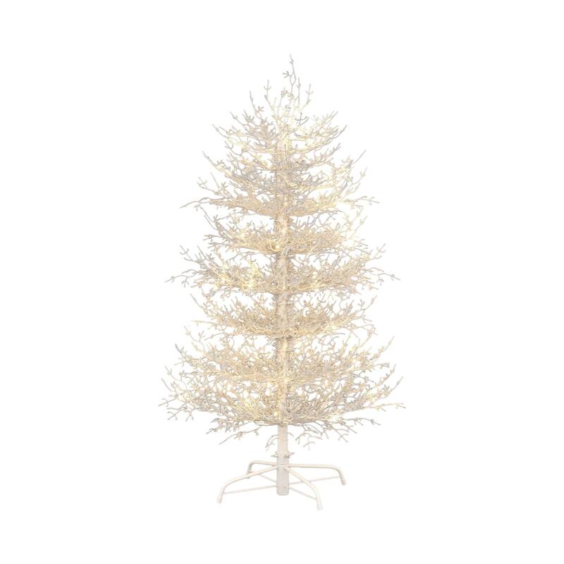 HomeRoots 4' White Pre Lit Sparse Artificial Christmas Tree - 33.50 in. x 48.00 in. x 33.50 in.