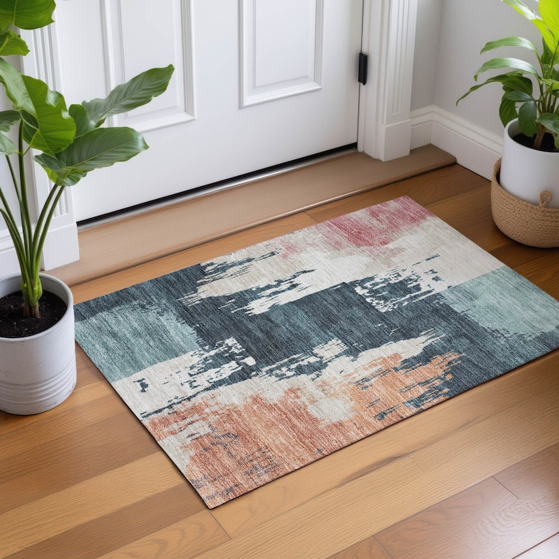 Machine Washable Indoor/ Outdoor Contemporary Fusion Chantille Rug