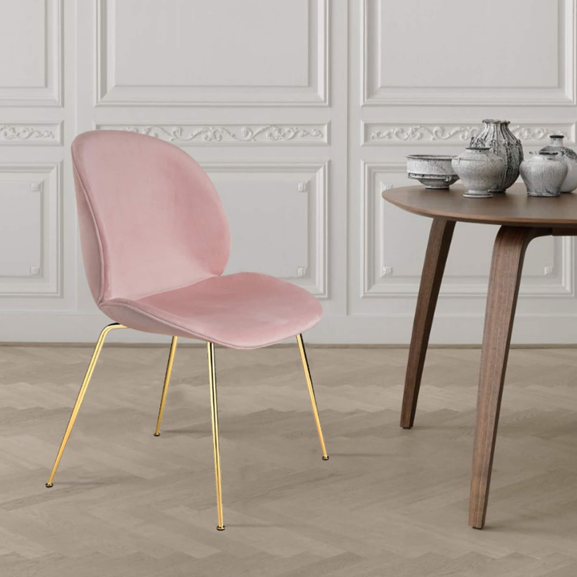 Pink suede sales dining chairs