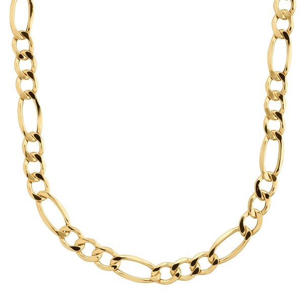 Shop Eternity Gold Men's Figaro Link Solid Chain Necklace ...