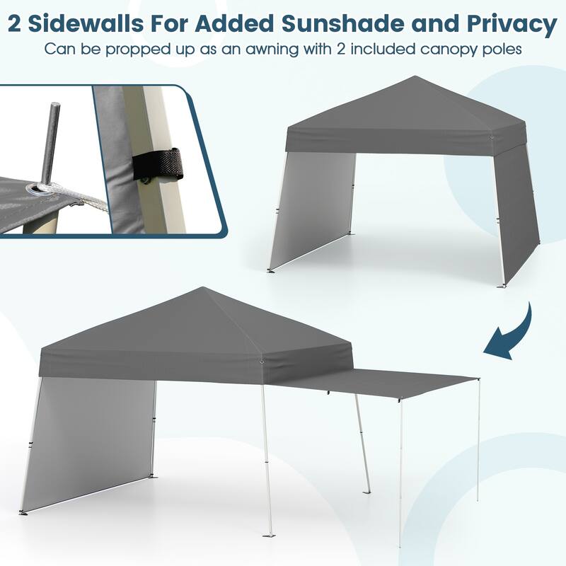 Gymax 14 X 9.2 FT Pop up Canopy Tent w/ 2 Convertible Sidewalls to