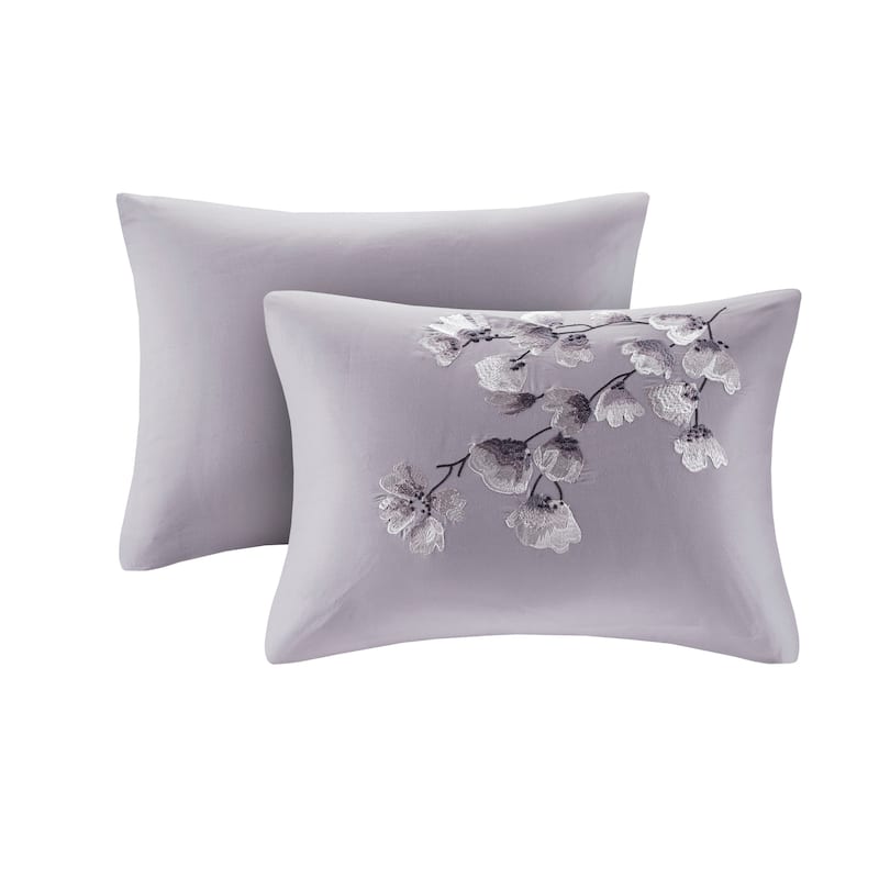 N Natori Sakura Blossom Lilac Cotton Sateen Printed Comforter Set