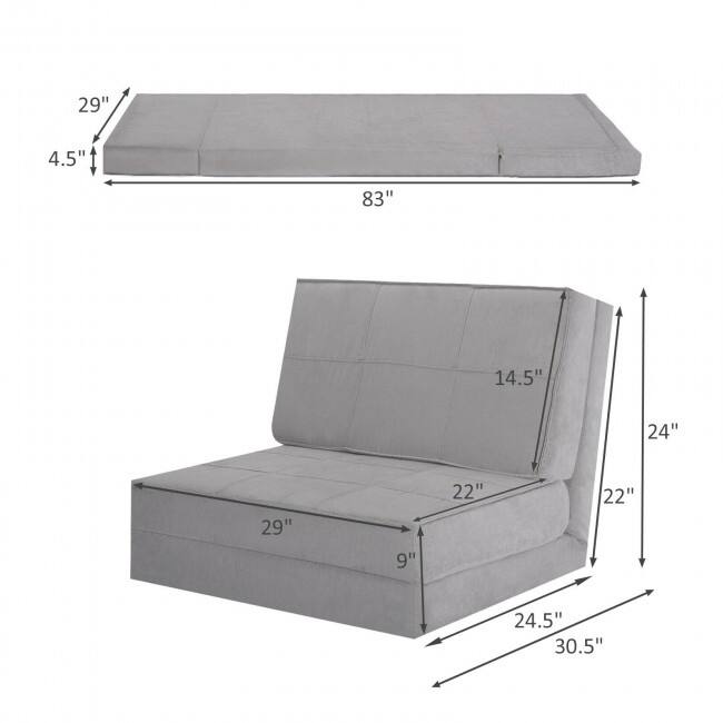 Convertible Lounger Folding Sofa Sleeper Bed - 83" x 28.3" x 4.5"(L x W x H)