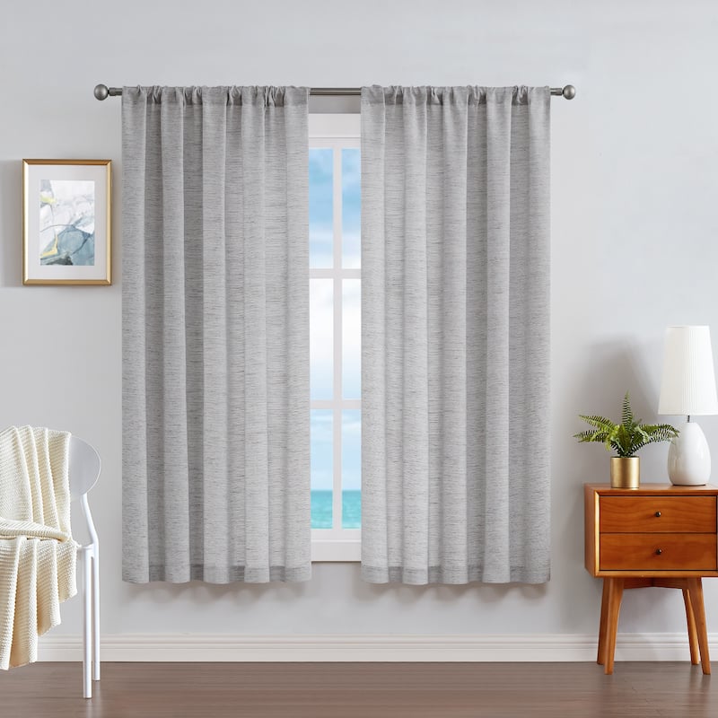 Nautica Light Filtering Textured Extra Wide Curtains (Set of 2) - 54" x 63" - Cloud
