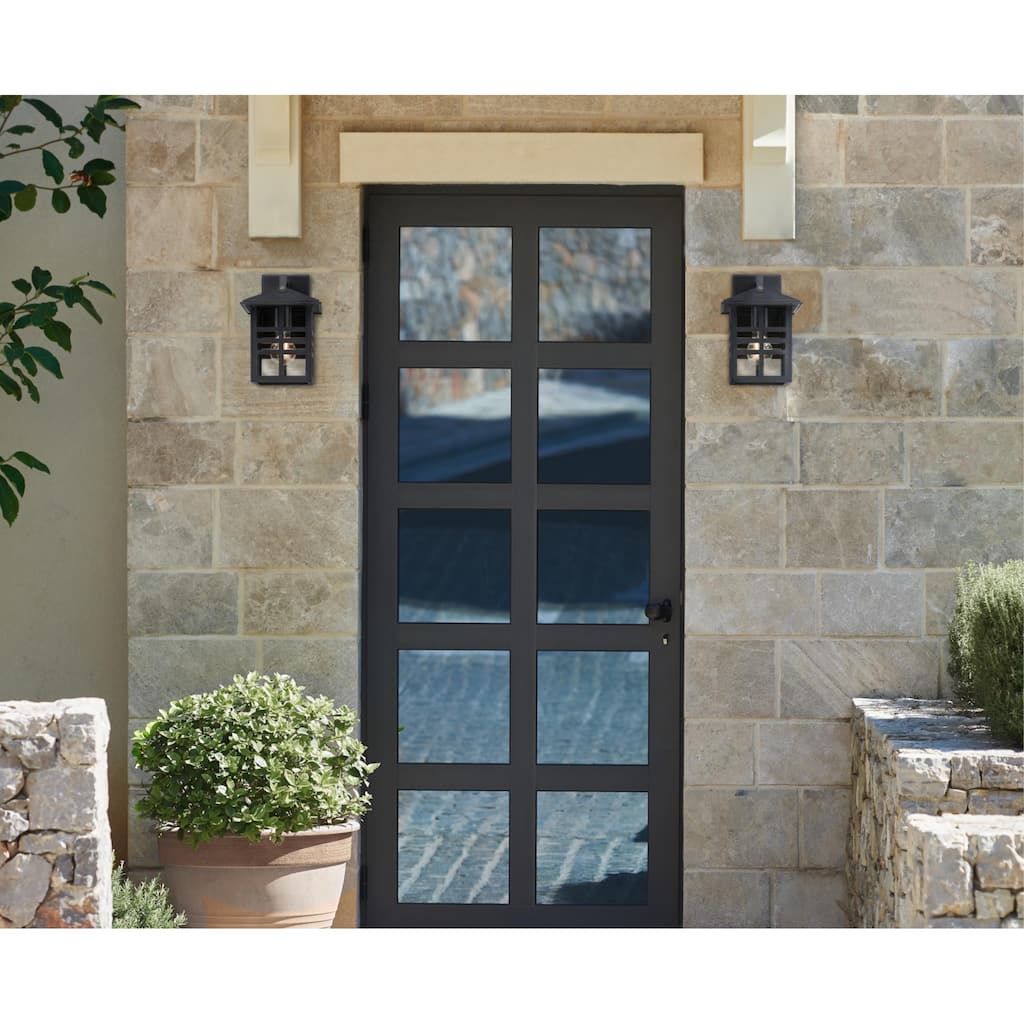 Westinghouse Lighting Caliste One Light Outdoor Wall Fixture with Dusk to Dawn Sensor, Black Finish, Clear Glass - 1-Light