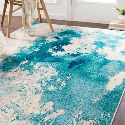 Milana Teal Abstract Area Rug