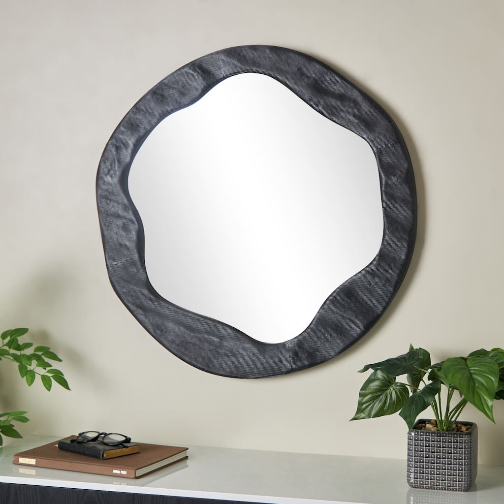 Black Velvet Wavy Room Wall Mirror - 2"W x 30"L x 30"H