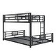 preview thumbnail 27 of 28, Twin over Full Size Metal Bunk Bed Frame with Iron Mesh Decor, L-Shaped Loft Bed with Underneath Platform Bed