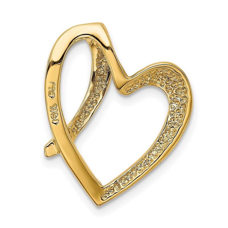 Curata 14k Yellow Gold Solid Polished 20mm Love Heart Slide Pendant Necklace