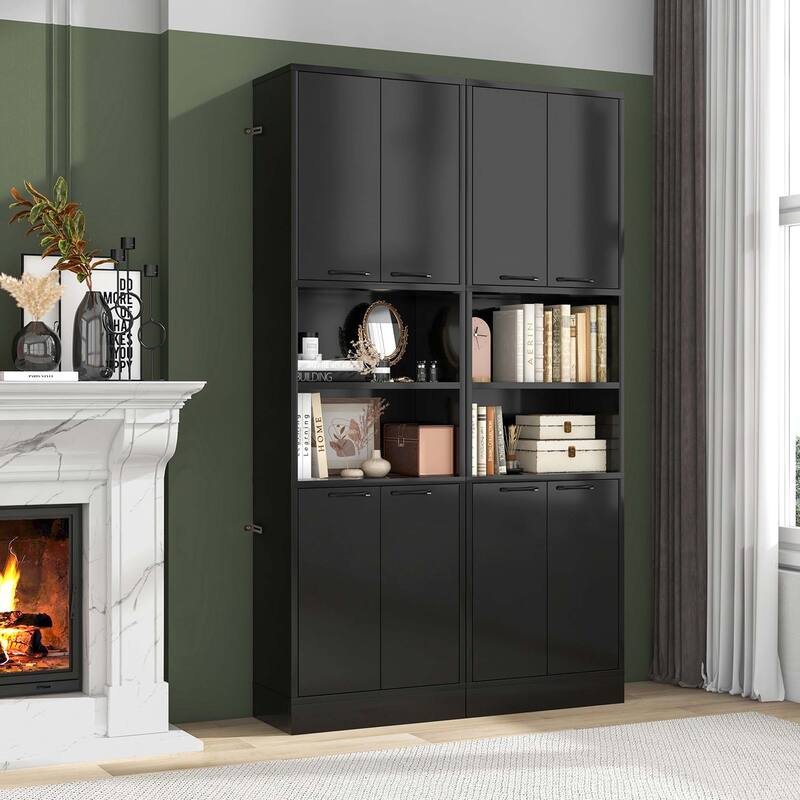 Costway 75" Tall Bathroom Storage Cabinet with 4 Doors & 2 Open - See Details