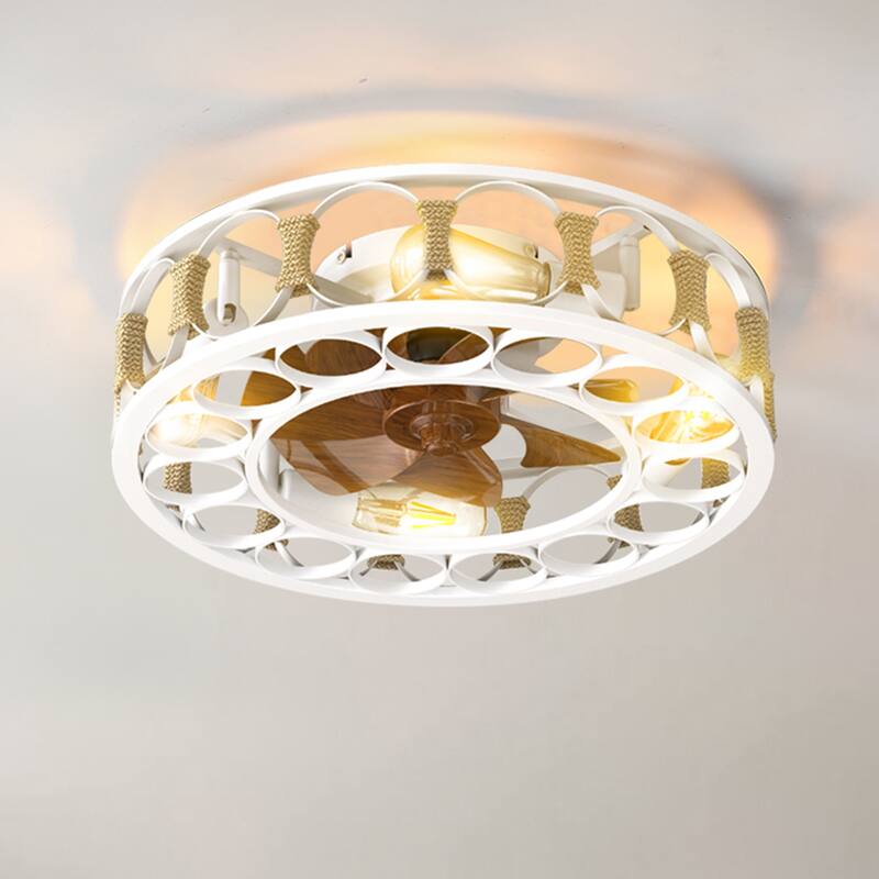 Oaks Aura 20in. Modern Industrial Low Profile Ceiling Fan with Light, Farmhouse Flush Mount Remote Control Ceiling Fan