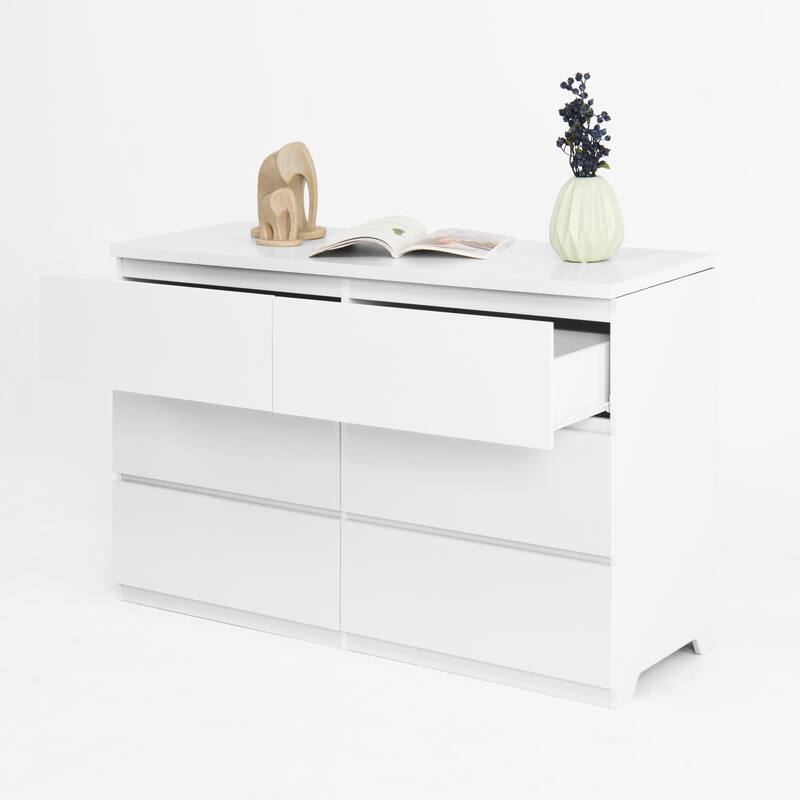 6 Drawer Dresser, Multi-Functional Wooden Storage Cabinet, Clothes Organizer with 6 Drawers for Bedroom, Hallway