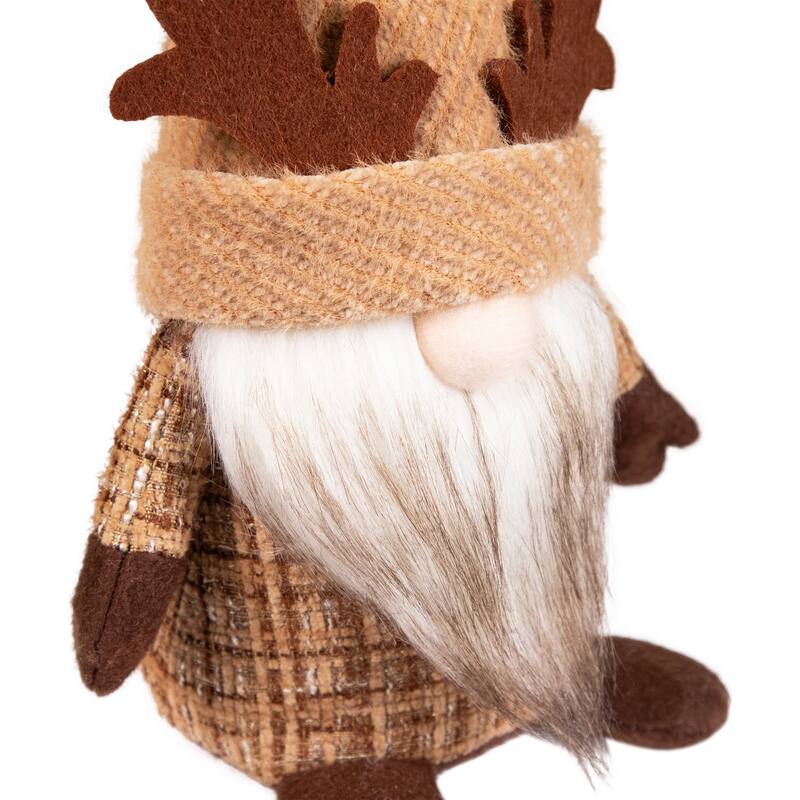Plush Gnome with Moose Hat Fall Harvest Decoration - 11.75"