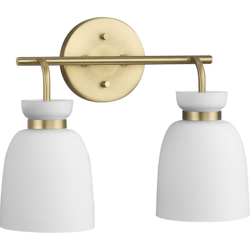 Lexie Collection Two-Light Brushed Gold Contemporary Vanity Light - 14 in x 6.62 in x 11 in
