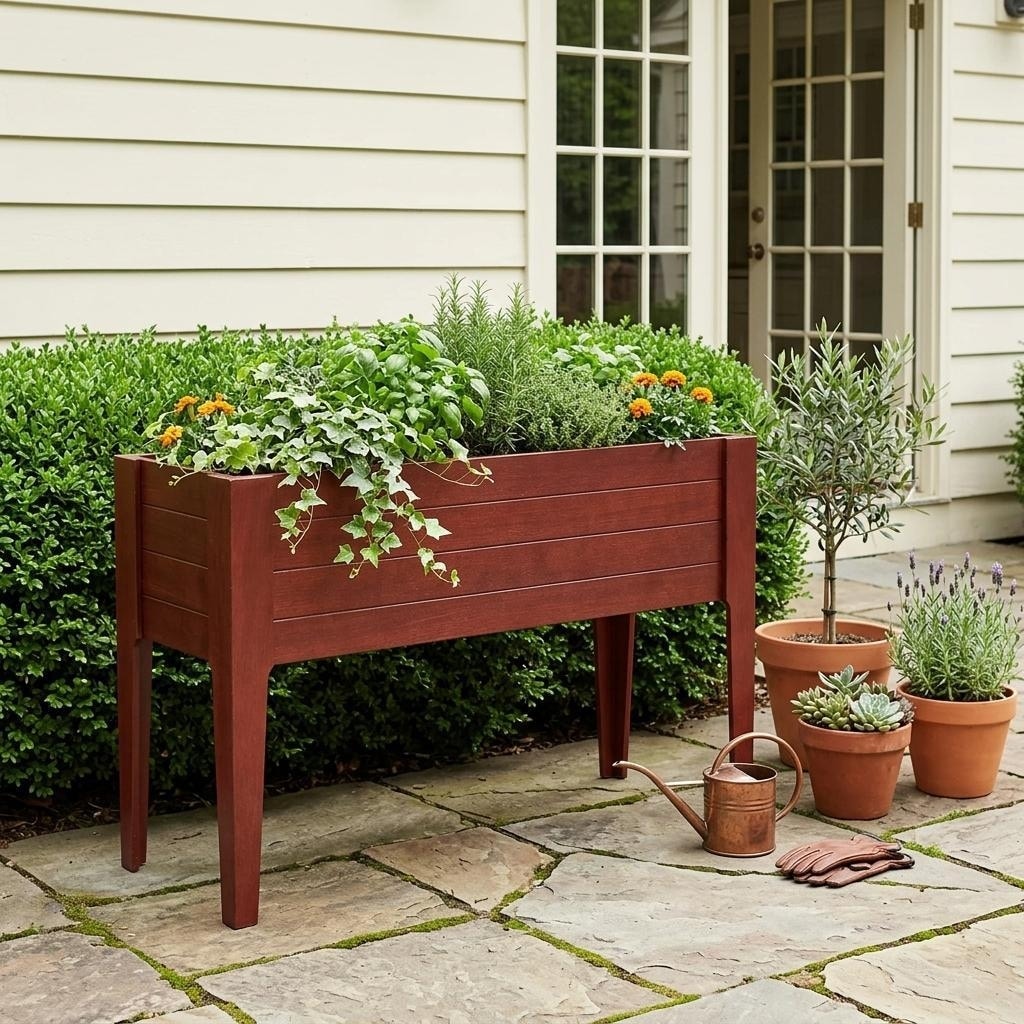 HomeRoots 30" X 72" Mahogany Heavy Duty Plastic Rectangular Raised Garden Bed