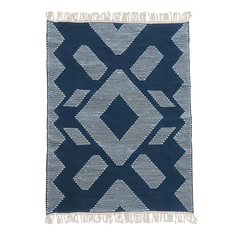 5x7 Hand Woven Outdoor Rug, Indigo Blue by National Tree Company - 7 ft