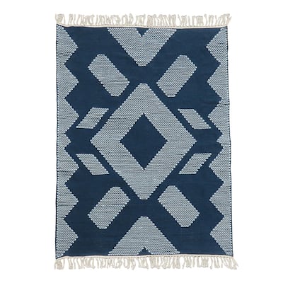 5x7 Hand Woven Outdoor Rug, Indigo Blue by National Tree Company - 7 ft