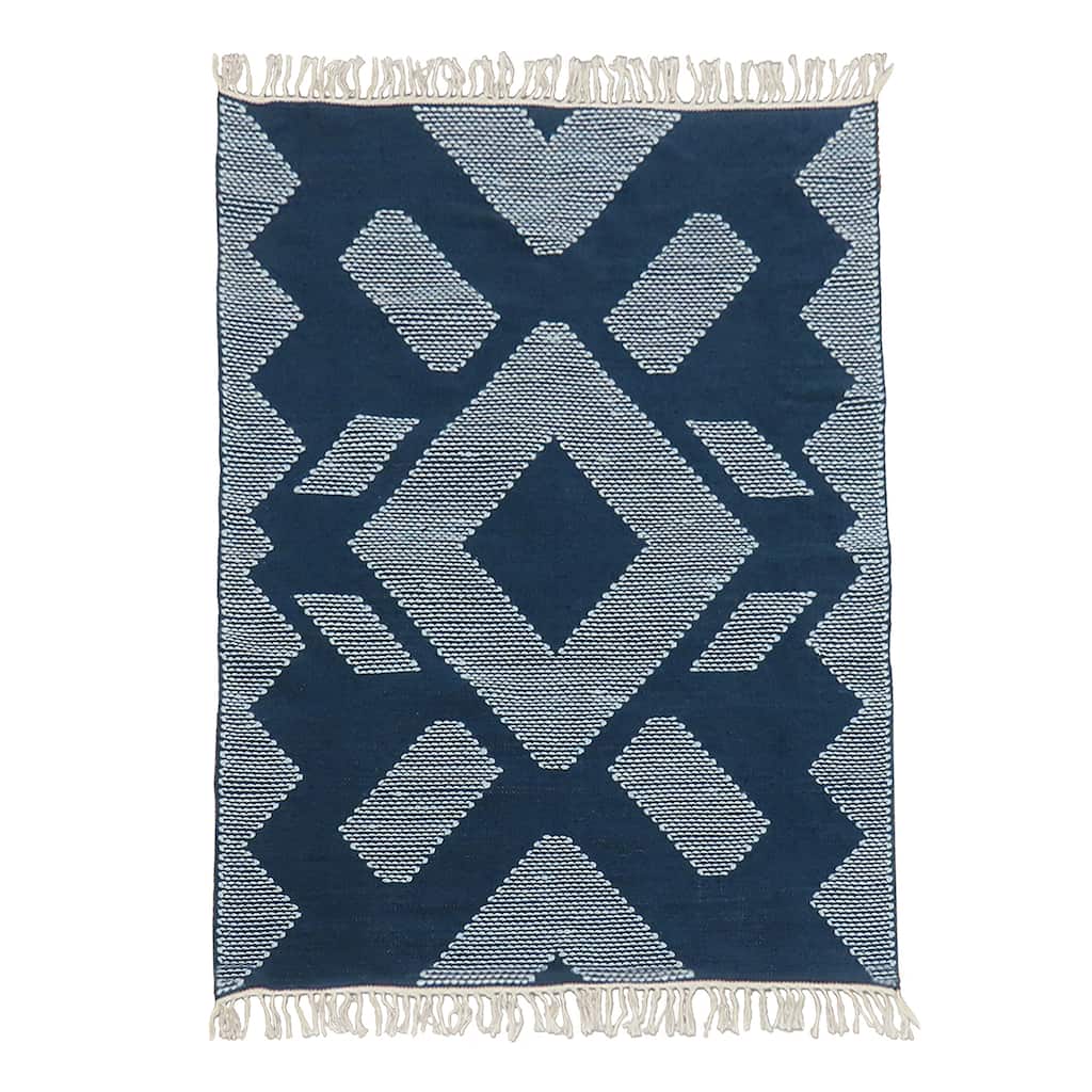 5x7 Hand Woven Outdoor Rug, Indigo Blue by National Tree Company - 7 ft