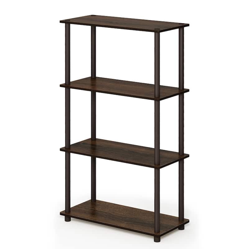 4 Tiers Wood Household Shelving Unit in Walnut/Brown (23.6 in. W x 43.25 in. H x 11.6 in. D) - 23.6