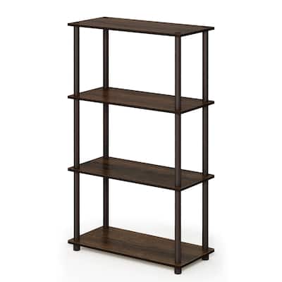 4 Tiers Wood Household Shelving Unit in Walnut/Brown (23.6 in. W x 43.25 in. H x 11.6 in. D) - 23.6