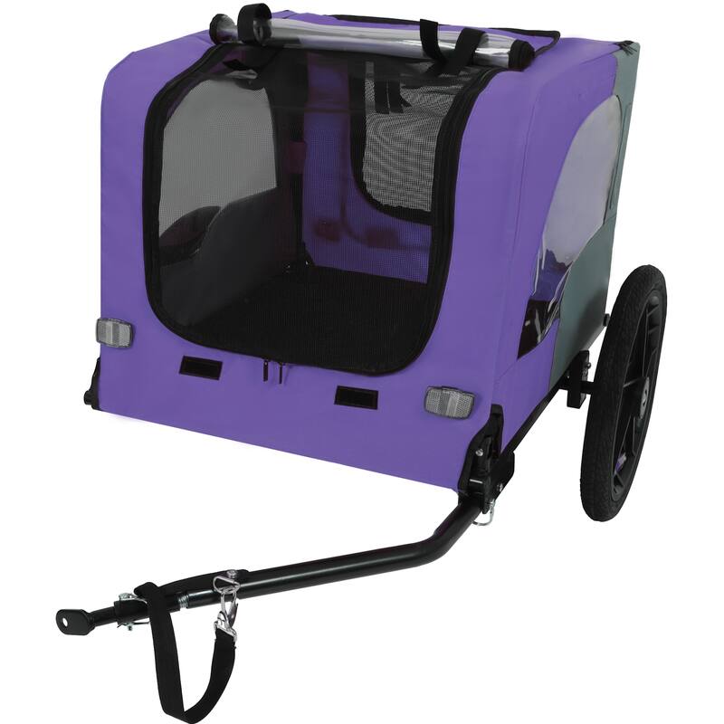 Outdoor Collapsible Pet Bike Trailer With 16-Inch All-Terrain Wheels & Universal Hitch-Foldable Dog/Cargo Carrier Cart