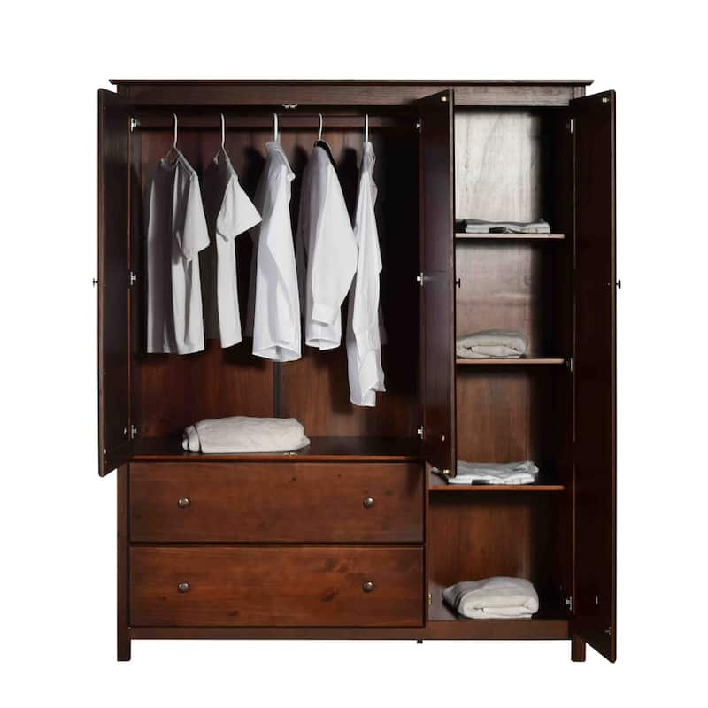 Grain Wood Furniture Shaker Wood 3-door Armoire - 60x72x22