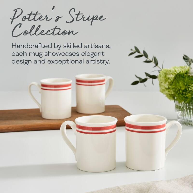 Portmeirion Set of 4 Potters Stripe Breakfast Mugs - 9 oz