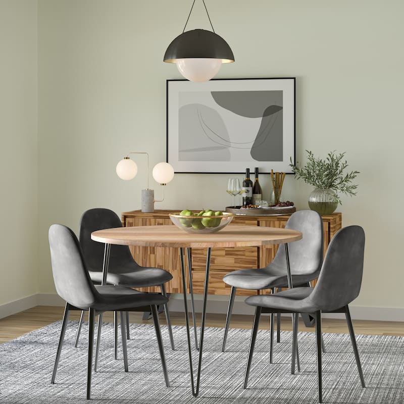 WYNDENHALL Moreno SOLID MANGO WOOD and Iron 45 x 45 inch Round Industrial Dining Table in Natural - 45"d x 45"w x 29.5"h - Natural