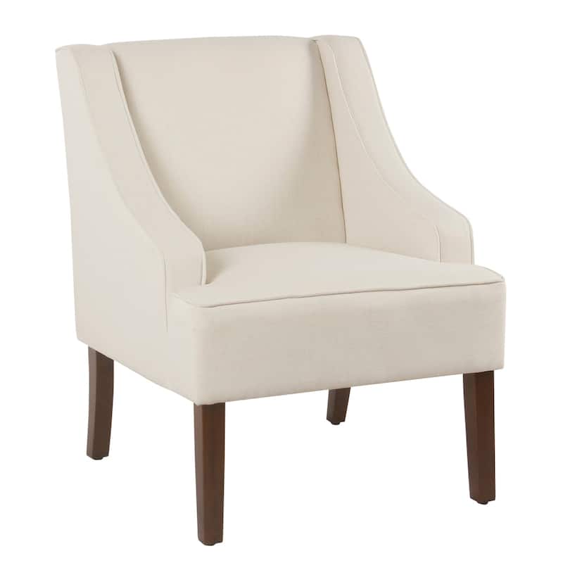 Fabric Upholstered Wooden Accent Chair with Swooping Armrests and Damask Pattern Design - 33.25 H x 25 W x 27.75 L Inches