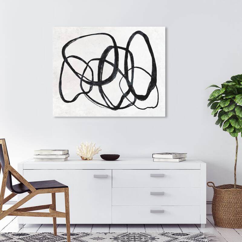Wynwood Studio Canvas Abstract Tangled II Black and Modern & Contemporary Wall Art Canvas Print - 30 x 36