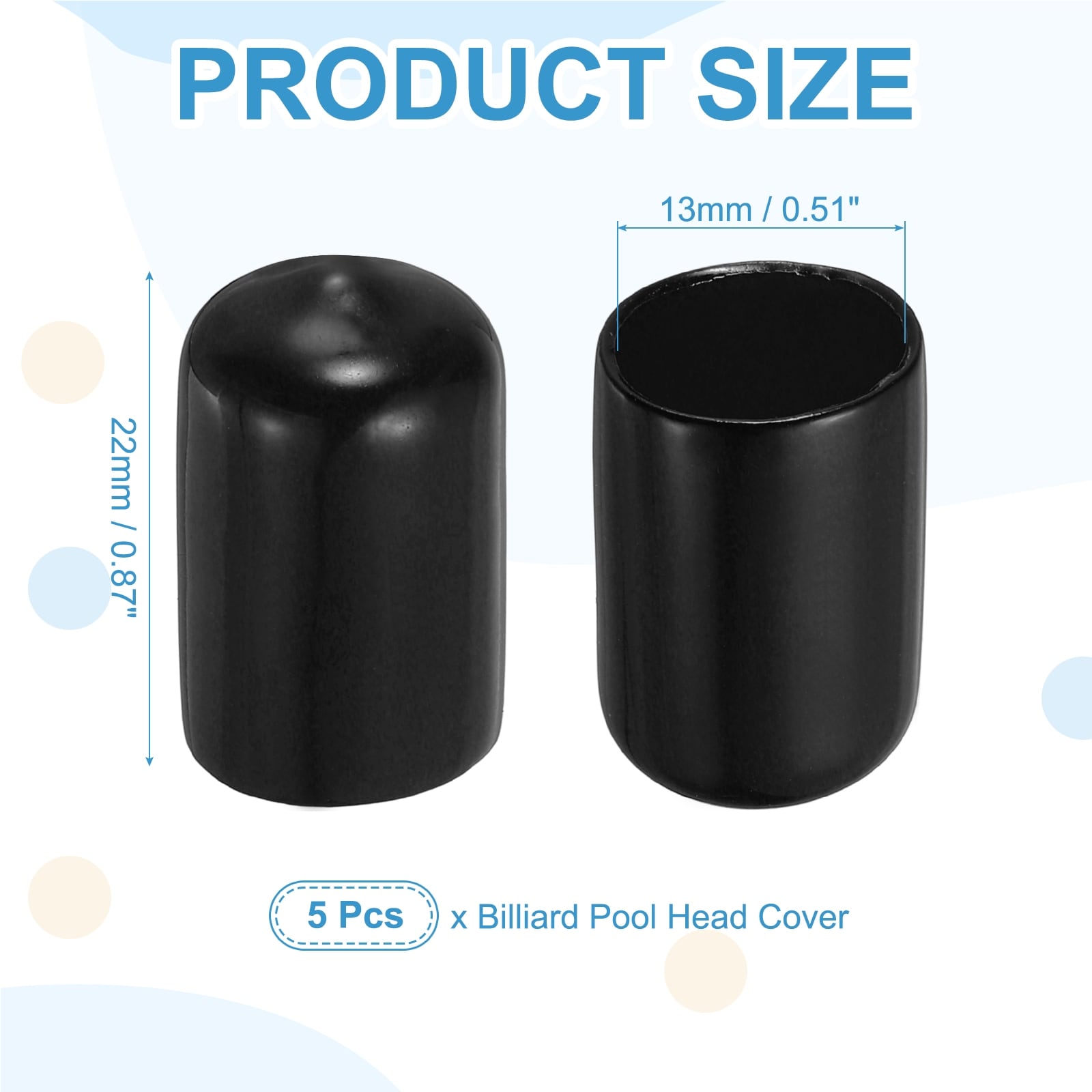 Pool Tip Cover, Rubber Cue Protector, Billiard Pool Durable Head Covers for Table Stick Head