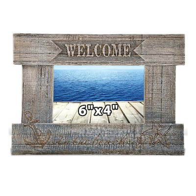 CoTa Global Driftwood Anchor 6×4 White Distressed Wood Photo Frame - 10.6 Inches