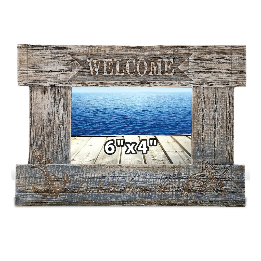 CoTa Global Driftwood Anchor 6×4 White Distressed Wood Photo Frame - 10.6 Inches