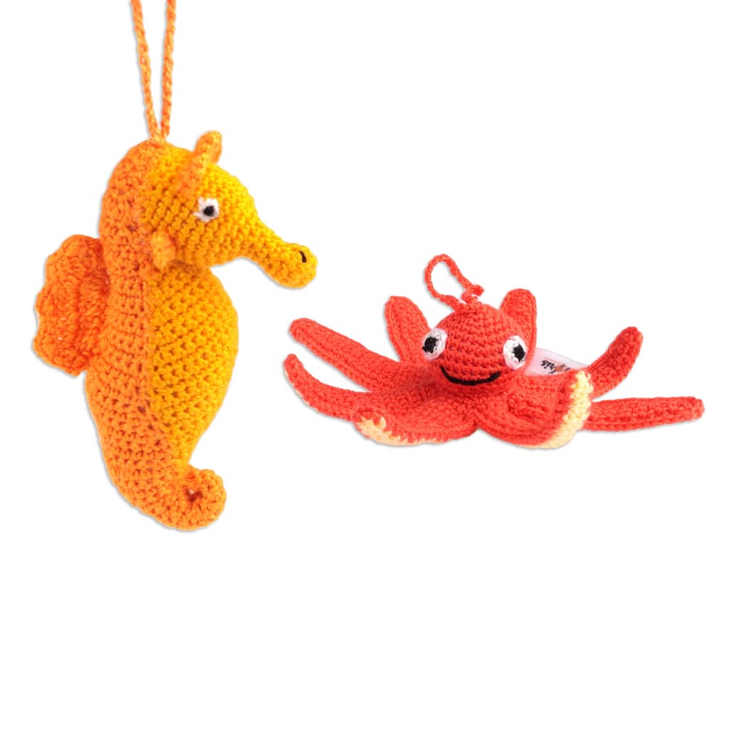 Novica Handmade Holidays From The Sea Crocheted Ornaments (Set Of 2)