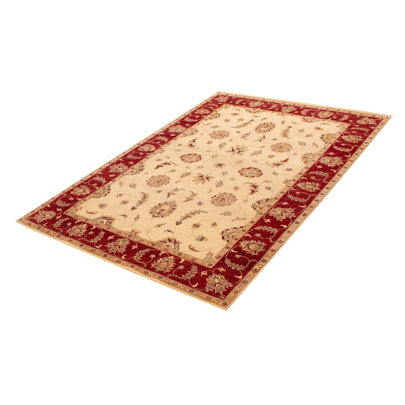 ECARPETGALLERY Hand-knotted Jamshidpour Cream Wool Rug - 6' 7" x 9' 9"