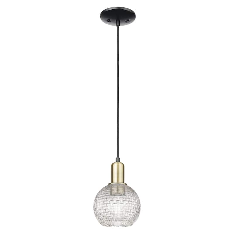 Innovations Lighting Endless Possibilities Arcadia - Athens - 1 Light 6" Basketweave Cord Hung Mini Pendant - Black Antique Brass