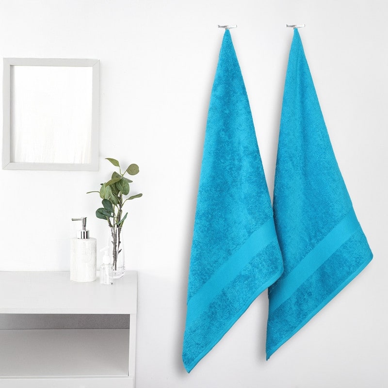 Superior Kendell Egyptian Cotton Solid Medium Weight Bath Towel Set of 2 - Capri Breeze