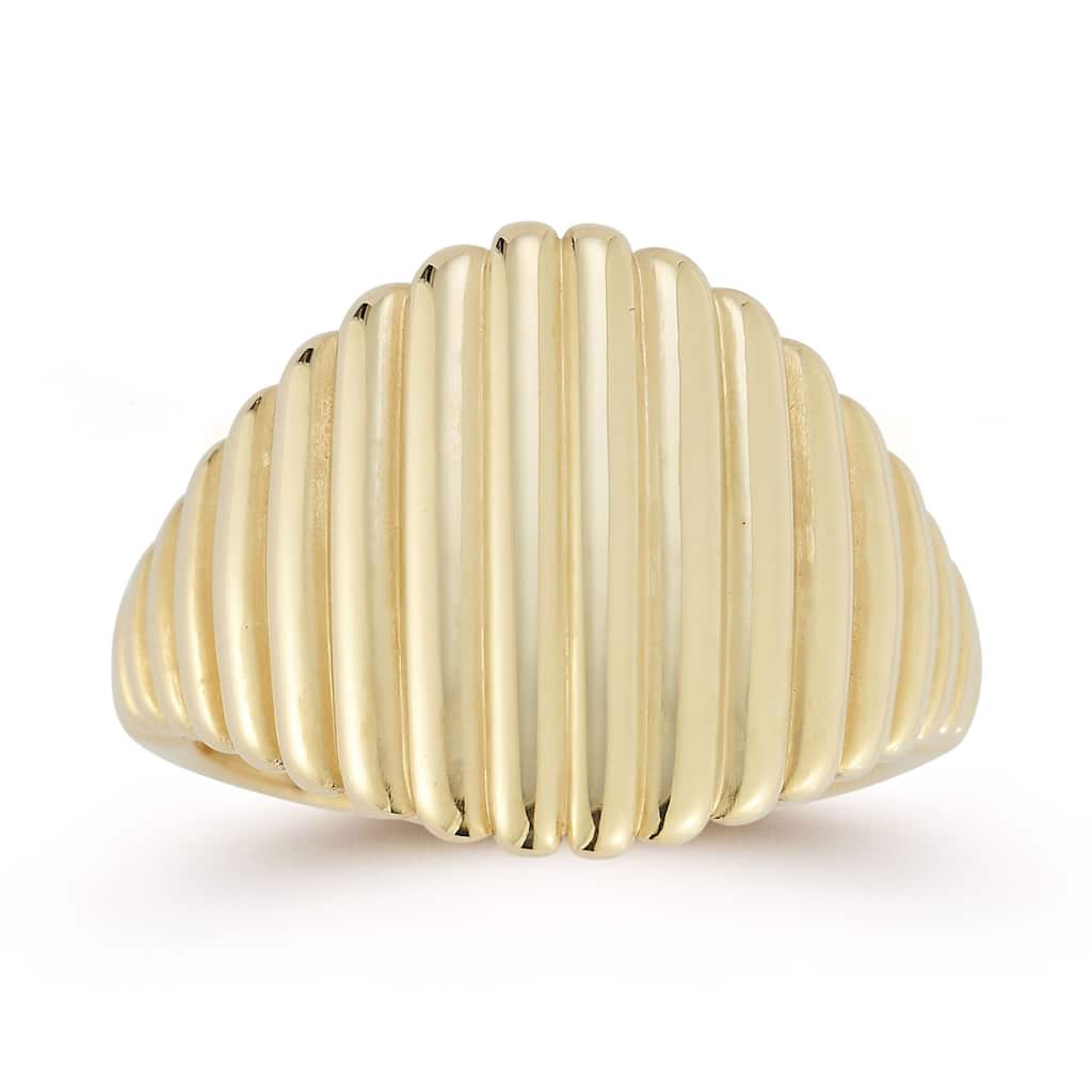 Soleil 14K Gold Ribbed Signet Ring