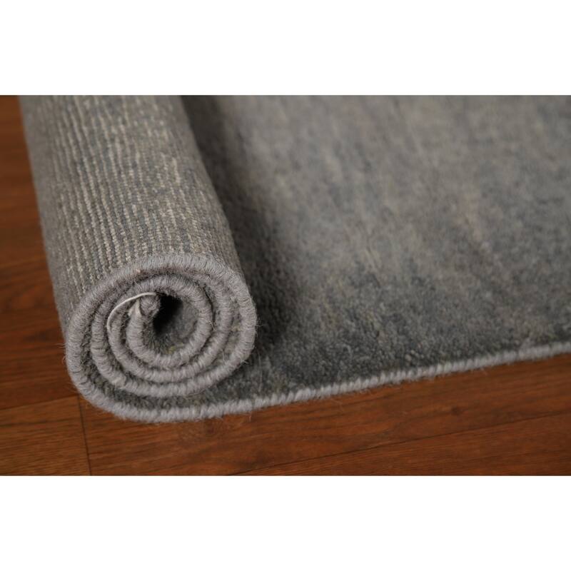 Gray Modern Gabbeh Oriental Runner Rug Handmade Wool Carpet - 3'4"x 6'6"