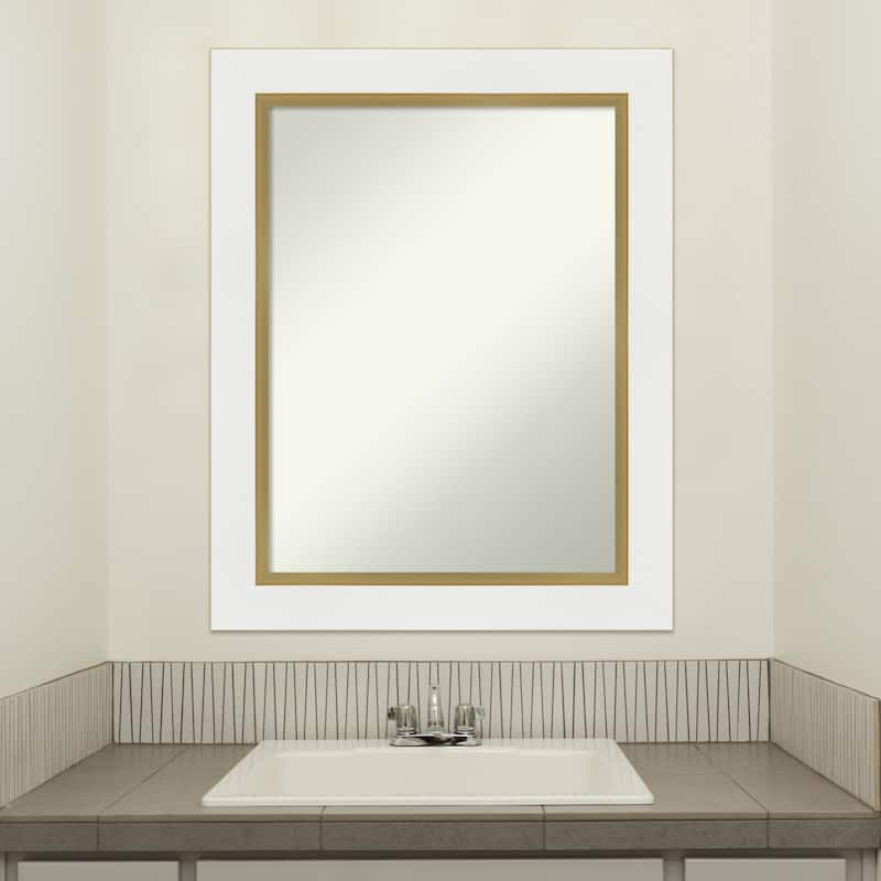 Non-Beveled Bathroom Wall Mirror - Eva White Gold Frame