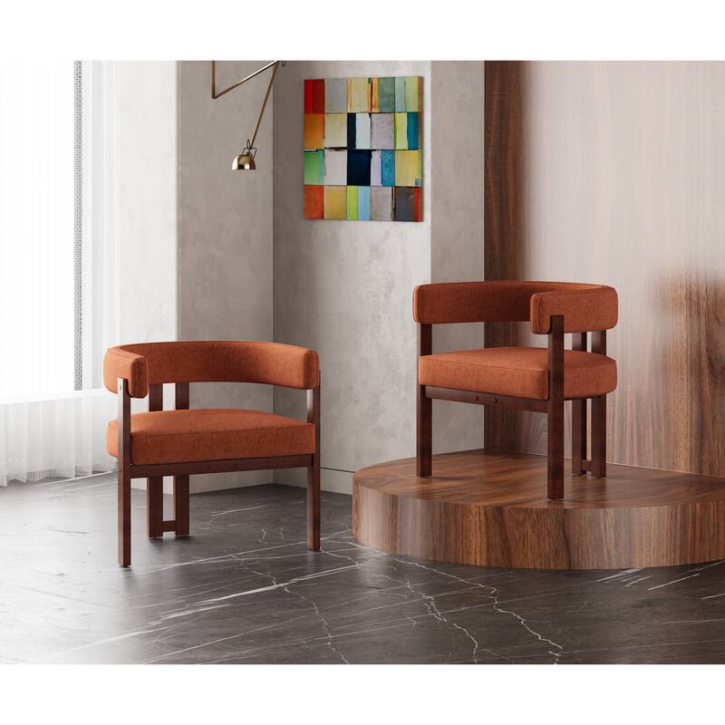 Chenille Barrel Chair Set Set of 2