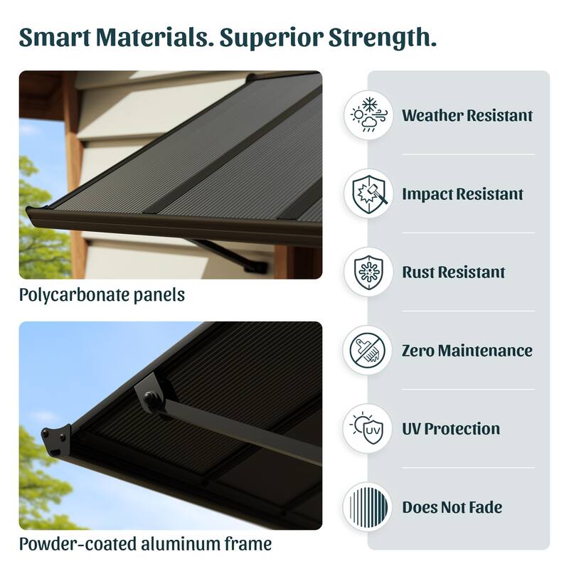 Canopia Augustine 3 ft. Black/Gray Door and Window Awning