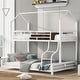 preview thumbnail 1 of 25, Twin Over Full Bunk Beds, Metal House Bed Frame w/Angled Ladder & Safety Guardrails, Convertible to 2 Beds, Triple Bunk Bed White - Full