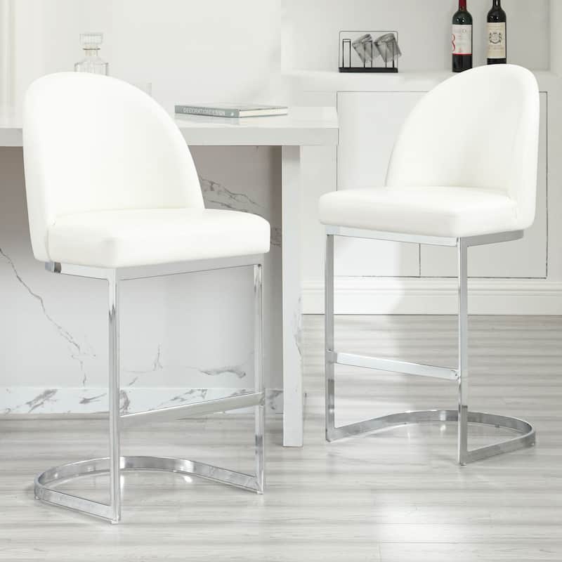 26" Upholstered Counter Stool/ Bar Stools with Metal Legs - 38.8"H x 17.9"W x 20.9"D