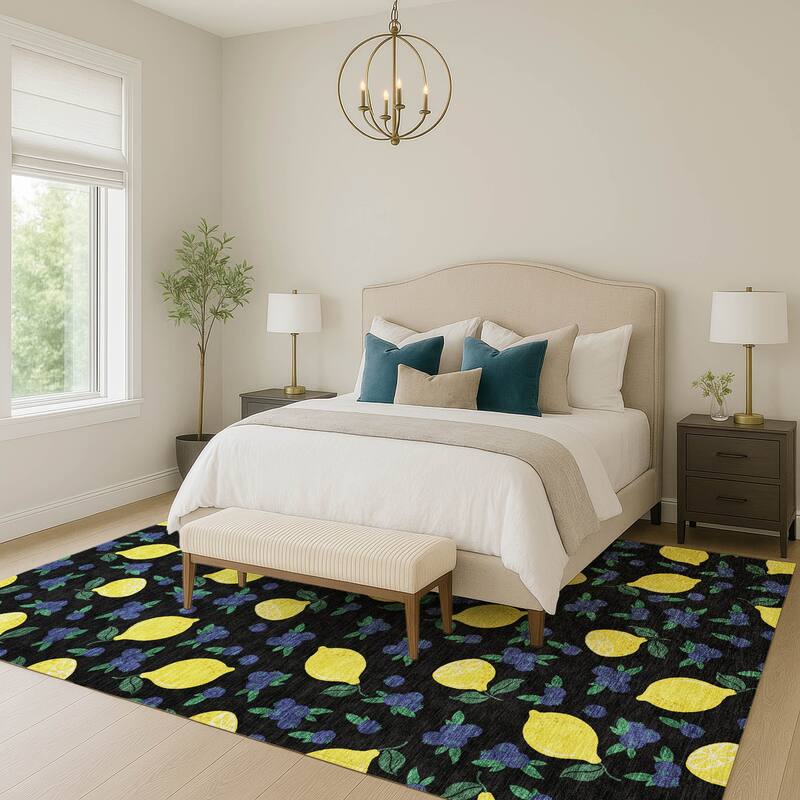 Machine Washable Indoor/ Outdoor Citrus Berry Chantille Rug