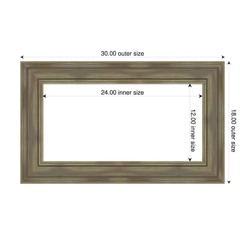 Amanti Art Alexandria Greywash Framed Dry Erase Magnetic Board - 30 x 18 in - Alexandria Greywash